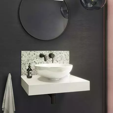 Arezzo Stone Resin Wall Mounted Basin Shelf (600mm Wide - Matt White) 2 Arezzo Stone Resin Wall Mounted Basin Shelf (600mm Wide - Matt White) - Image 2