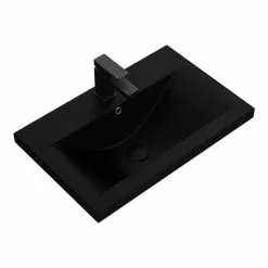 Arezzo 610 x 395mm Matt Black Rectangular Mid-Edged Inset Basin -Cheap Basins Store AZ6RMB n d3 460