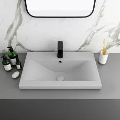 Arezzo 610 x 395mm Matt Grey Rectangular Mid-Edged Inset Basin