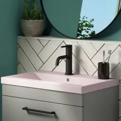 Arezzo 610 x 395mm Matt Pink Rectangular Mid-Edged Inset Basin -Cheap Basins Store AZ6RMP d2 460