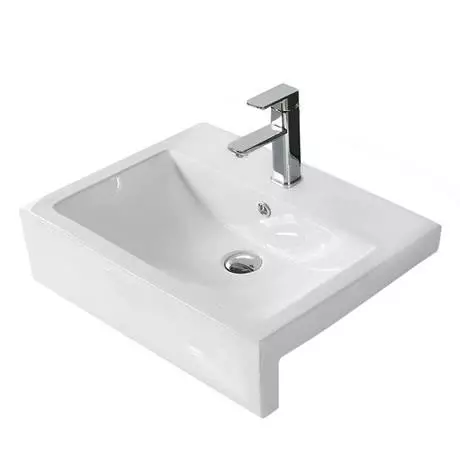 Arezzo 600mm Square Semi-Recessed Basin - Gloss White 3 Arezzo 600mm Square Semi-Recessed Basin - Gloss White - Image 3