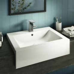 Arezzo 600mm Square Semi-Recessed Basin - Gloss White