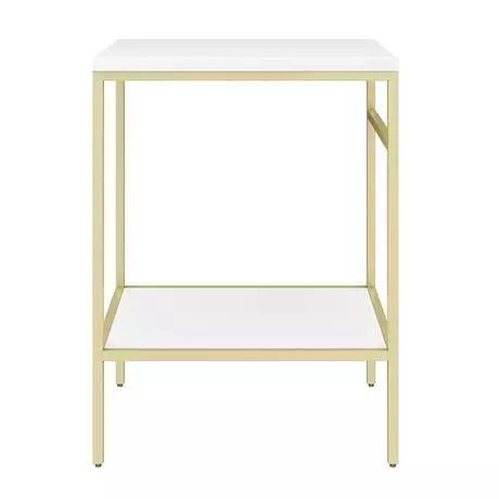 Arezzo 610 Gloss White Stone Resin Worktop with Brushed Brass Framed Washstand 2 Arezzo 610 Gloss White Stone Resin Worktop with Brushed Brass Framed Washstand - Image 2