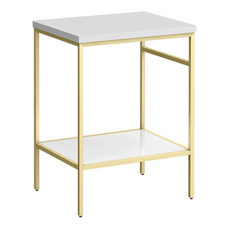 Arezzo 610 Gloss White Stone Resin Worktop with Brushed Brass Framed Washstand 1 Arezzo 610 Gloss White Stone Resin Worktop with Brushed Brass Framed Washstand