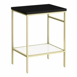 Arezzo 610 Matt Black Stone Resin Worktop with Brushed Brass Framed Washstand
