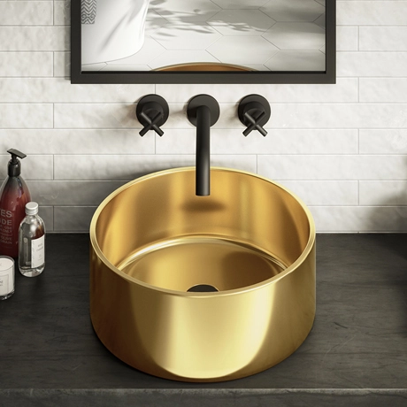 Arezzo Round 405mm Gold Ceramic Counter Top Basin 1 Arezzo Round 405mm Gold Ceramic Counter Top Basin