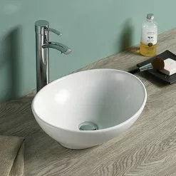 Arezzo Matt White Oval Counter Top Basin 0TH (410 x 340mm)
