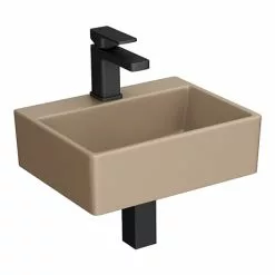 Arezzo 385mm Matt Cappuccino Square Wall Mounted / Counter Top Basin