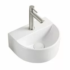Arezzo Matt White Round Wall Hung Cloakroom Basin 1TH (303 x 255mm) 7 Arezzo Matt White Round Wall Hung Cloakroom Basin 1TH (303 x 255mm) -Cheap Basins Store AZ7781MW detail03 460
