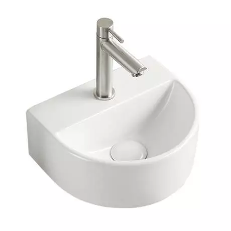 Arezzo Matt White Round Wall Hung Cloakroom Basin 1TH (303 x 255mm) 4 Arezzo Matt White Round Wall Hung Cloakroom Basin 1TH (303 x 255mm) - Image 4