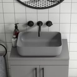 Arezzo 455 x 325mm Matt Grey Curved Rectangular Counter Top Basin