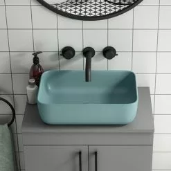 Arezzo 455 x 325mm Matt Green Curved Rectangular Counter Top Basin