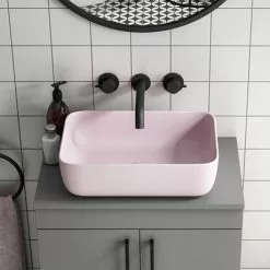 Arezzo 455 x 325mm Matt Pink Curved Rectangular Counter Top Basin