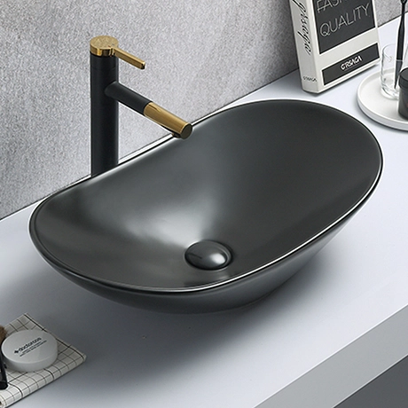 Arezzo Oval Counter Top Basin (620mm Wide - Matt Black) 1 Arezzo Oval Counter Top Basin (620mm Wide - Matt Black)