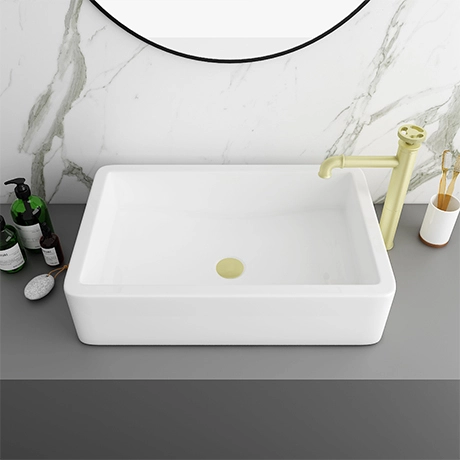 Arezzo 600 x 390mm Gloss White Rectangular Counter Top Basin 1 Arezzo 600 x 390mm Gloss White Rectangular Counter Top Basin