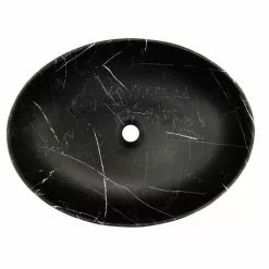 Arezzo 520 x 395mm Curved Oval Counter Top Basin - Matt Black Marble Effect -Cheap Basins Store AZ78166 n d3 460