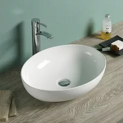 Arezzo Gloss White Curved Oval Counter Top Basin 0TH (520 x 395mm)