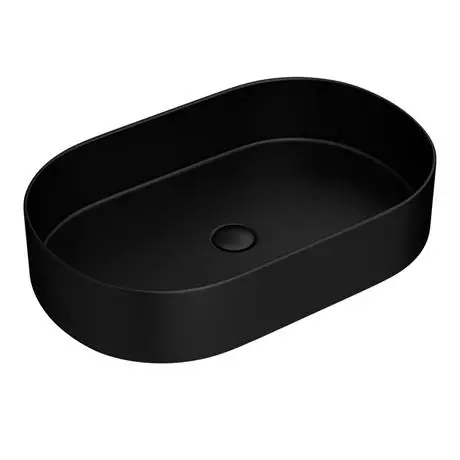 Arezzo Matt Black Oval Ceramic Counter Top Basin (600 x 380mm) 2 Arezzo Matt Black Oval Ceramic Counter Top Basin (600 x 380mm) - Image 2