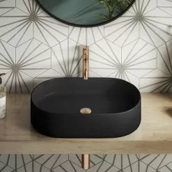 Arezzo Matt Black Oval Ceramic Counter Top Basin (600 x 380mm)