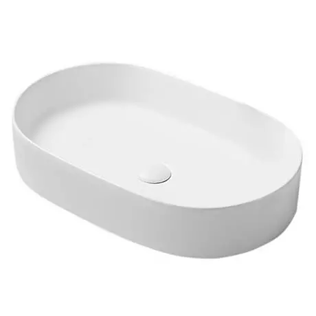 Arezzo Matt White Oval Ceramic Counter Top Basin (600 x 380mm) 2 Arezzo Matt White Oval Ceramic Counter Top Basin (600 x 380mm) - Image 2