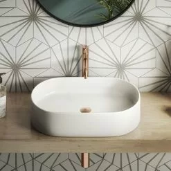 Arezzo Matt White Oval Ceramic Counter Top Basin (600 x 380mm)