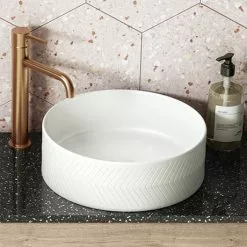 Arezzo Chevron Round Counter Top Basin - 360mm Diameter