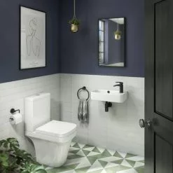 Arezzo 455 x 270mm Curved Offset Wall Hung 1TH Cloakroom Basin -Cheap Basins Store AZ78578 detail02b 460