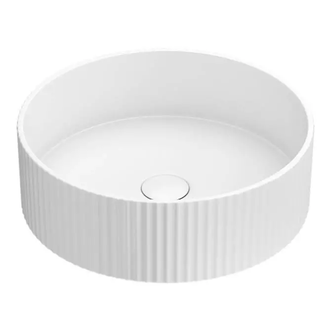 Arezzo Fluted Matt White Round Countertop Basin - 360mm Diameter 1 Arezzo Fluted Matt White Round Countertop Basin - 360mm Diameter