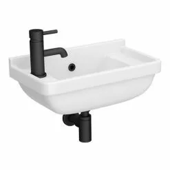 Arezzo Wall Hung Compact Cloakroom Basin 1TH - 505 x 270mm -Cheap Basins Store AZ7955 detail3 460