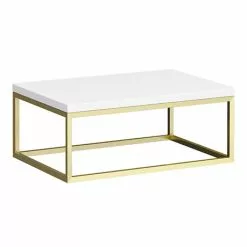 Arezzo 700 Gloss White Stone Resin Worktop with Brushed Brass Wall Mounted Frame