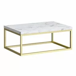 Arezzo 700 White Marble Effect Worktop with Brushed Brass Wall Mounted Frame
