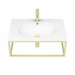 Arezzo 700 Wall Hung Basin with Brushed Brass Towel Rail Frame -Cheap Basins Store AZ7BBFRM n d1a 460