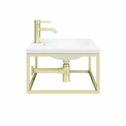 Arezzo 700 Wall Hung Basin with Brushed Brass Towel Rail Frame -Cheap Basins Store AZ7BBFRM n d2a 460