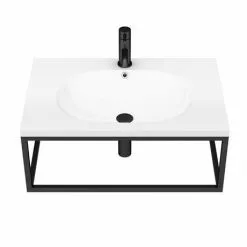 Arezzo 700 Wall Hung Basin with Matt Black Towel Rail Frame 10 Arezzo 700 Wall Hung Basin with Matt Black Towel Rail Frame -Cheap Basins Store AZ7BLKFRM d4 460