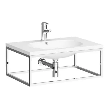 Arezzo 700 Wall Hung Basin with Chrome Towel Rail Frame 2 Arezzo 700 Wall Hung Basin with Chrome Towel Rail Frame - Image 2