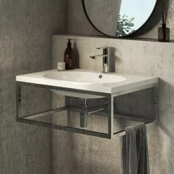 Arezzo 700 Wall Hung Basin with Chrome Towel Rail Frame