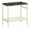 Arezzo 810 Black Marble Effect Worktop with Brushed Brass Framed Washstand
