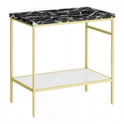 Arezzo 810 Black Marble Effect Worktop with Brushed Brass Framed Washstand