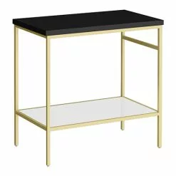 Arezzo 810 Matt Black Stone Resin Worktop with Brushed Brass Framed Washstand