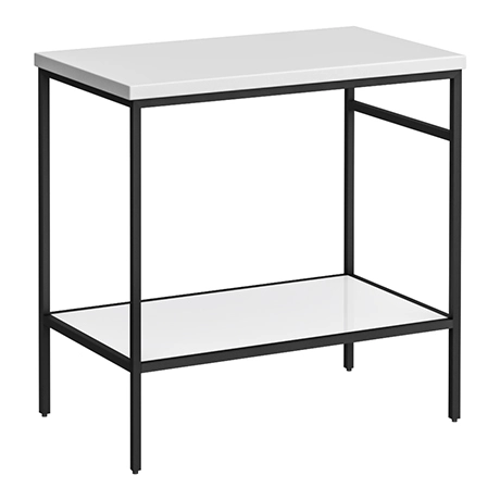 Arezzo 810 Gloss White Stone Resin Worktop with Matt Black Framed Washstand 1 Arezzo 810 Gloss White Stone Resin Worktop with Matt Black Framed Washstand