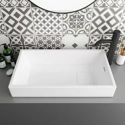 Arezzo 710 x 405mm Modern Large Rectangular Counter Top Basin with Hidden Waste Cover