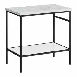 Arezzo 810 White Marble Effect Worktop with Matt Black Framed Washstand