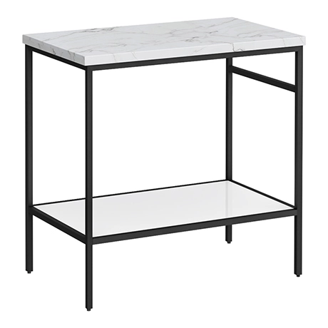 Arezzo 810 White Marble Effect Worktop with Matt Black Framed Washstand 1 Arezzo 810 White Marble Effect Worktop with Matt Black Framed Washstand