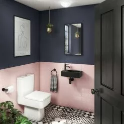 Arezzo 410 x 210 Square Wall Hung Basin with Tap Package (Matt Black) -Cheap Basins Store AZ948DMBPK d2 460