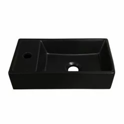 Arezzo Matt Black Compact Rectangular Counter Top Ceramic Basin (410 x 220mm)