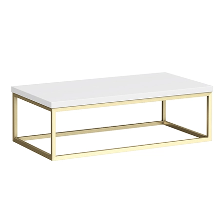 Arezzo 910 Gloss White Stone Resin Worktop with Brushed Brass Wall Mounted Frame 1 Arezzo 910 Gloss White Stone Resin Worktop with Brushed Brass Wall Mounted Frame