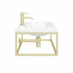 Arezzo 900 Wall Hung Basin with Brushed Brass Towel Rail Frame -Cheap Basins Store AZ9BBFRM N D5 460