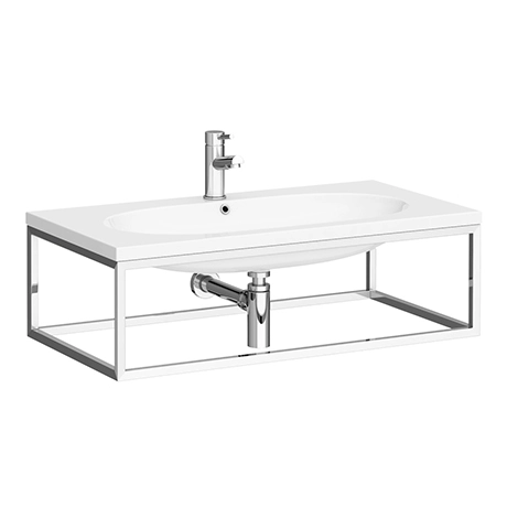Arezzo 900 Wall Hung Basin with Chrome Towel Rail Frame 1 Arezzo 900 Wall Hung Basin with Chrome Towel Rail Frame