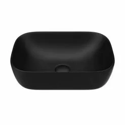 Arezzo 465 x 325mm Matt Black Curved Rectangular Counter Top Basin -Cheap Basins Store AZB465 d4 460