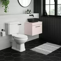 Arezzo 465 x 325mm Matt Black Curved Rectangular Counter Top Basin -Cheap Basins Store AZB465 d6 460